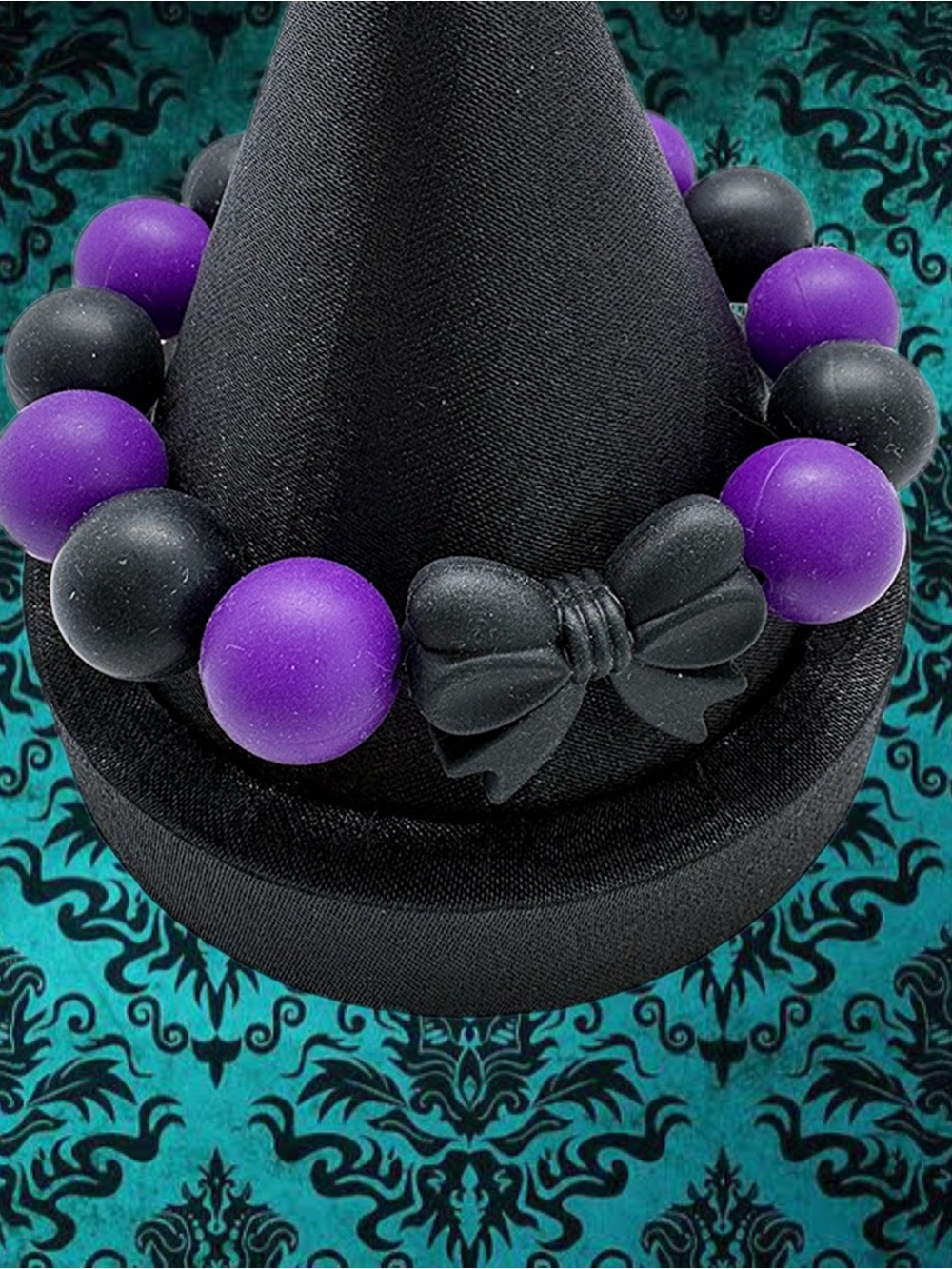 Handmade Purple and Black Silicone Beaded Stretch Bracelet